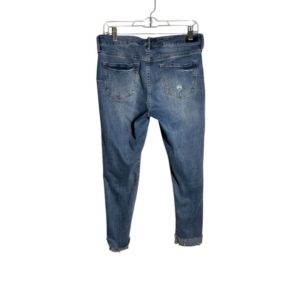 Dear John Womens Distressed Blue Denim Jeans Size 29 With Rolled Cuffs - Picture 4 of 6